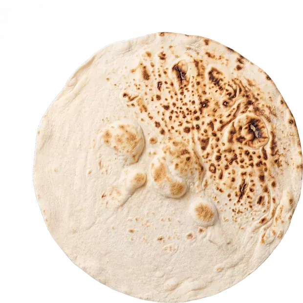 A single round yufka sheet, cut out, with a finer baking pattern
